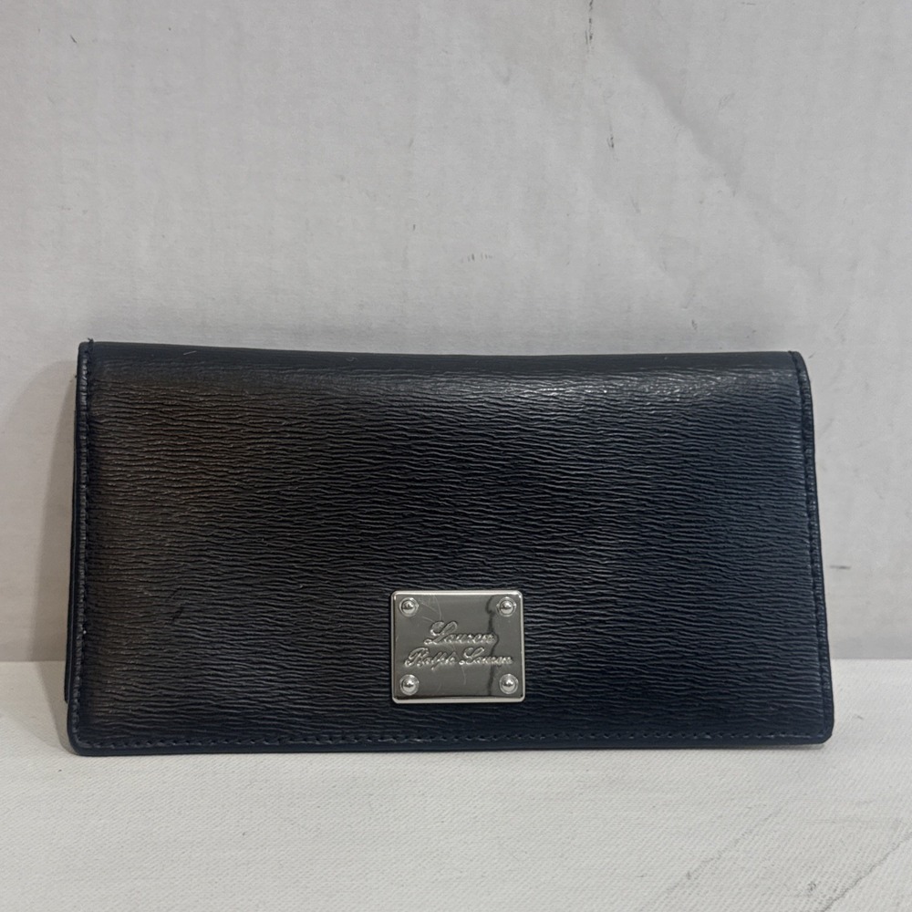 Lauren Ralph Lauren Sloan Sleek Street Slim‎ Bifold Designer Wallet Black Snap